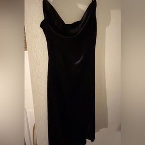 Knee length black velvet dress